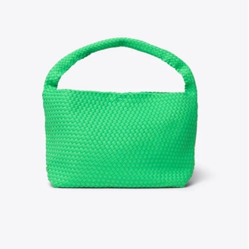 Susana Monaco Intrecciato Woven Hobo Bag Tote Zing Neon Green Nwt Luxe Beach — image 4 of 8